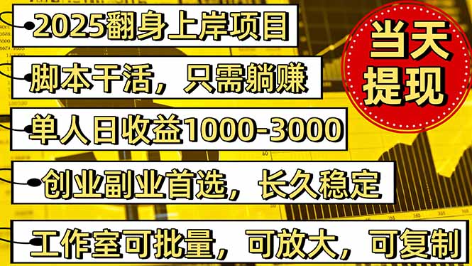 2025翻身上岸项目脚本干活，内部客户经理内部开号，单人日收益1000-300...-摇钱树